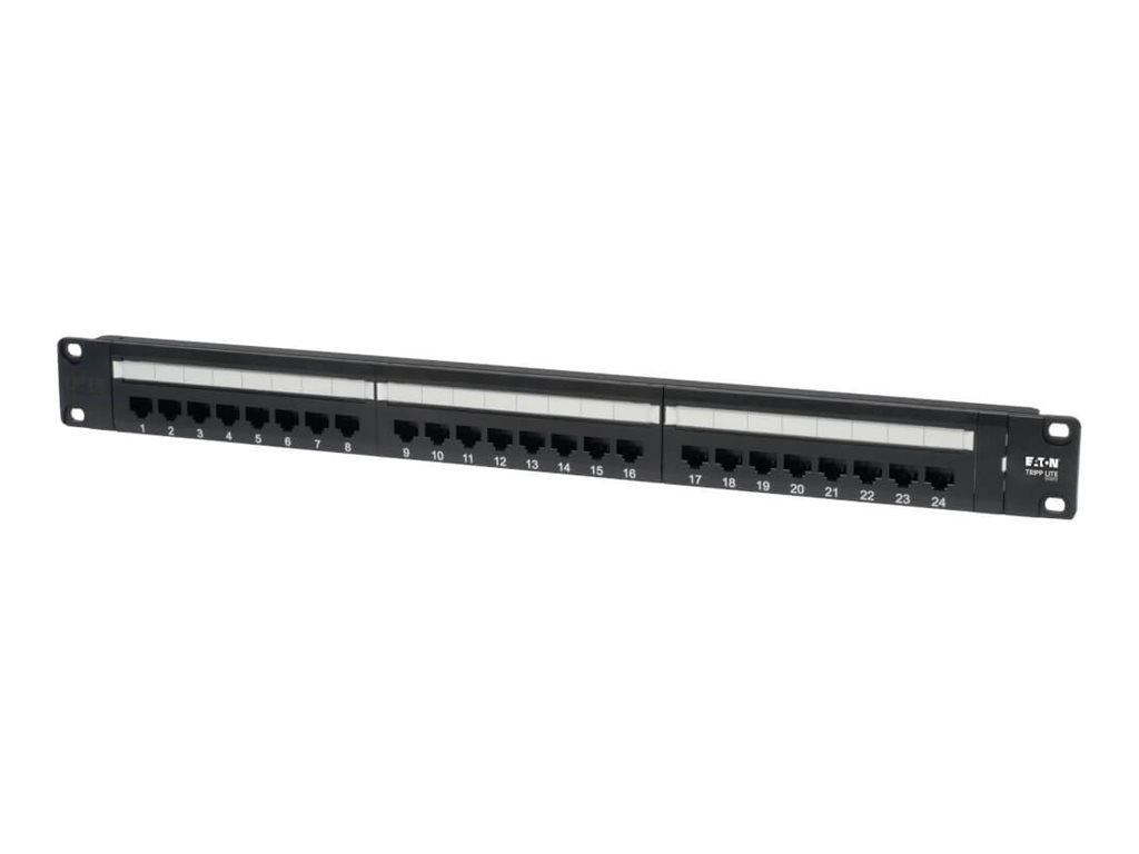 Eaton Tripp Lite Series 24-Port Cat6 Cat5 Patch Panel Rackmount 110 Punch Down RJ45 Ethernet 1URM - Patch Panel - CAT 6 - 1U - 48.3 cm (19") - 24 Ports